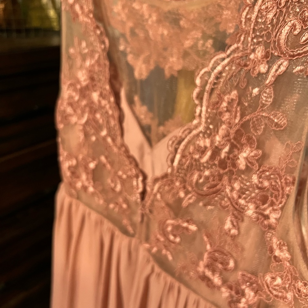 Azazie Dusty Rose Lace Formal Dress - Picture 4 of 7